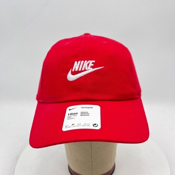 Nike Tennis 1 Size Red White Cotton Embroidered Baseball Cap Hat - Picture 1 of 11